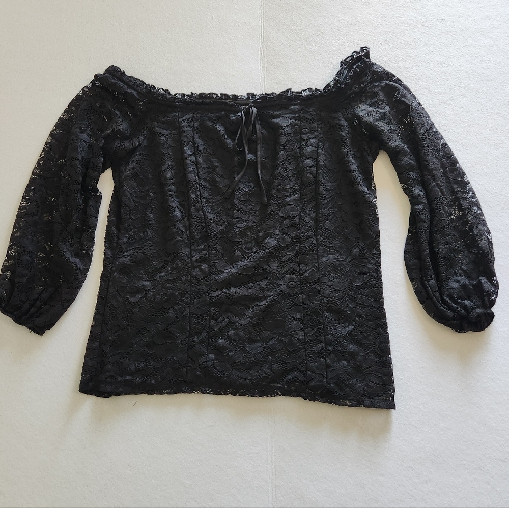 Torrid Black Lace Off-Shoulder Blouse Fully Lined Size 2 Or 2X